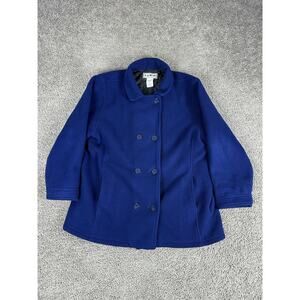 LL Bean Coat Womens XL Fleece Peacoat Thinsulate Lined Double Breasted Jacket